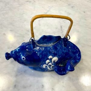 Decorative Blue Fish Teapot.